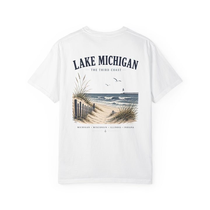 Lake Michigan Beach T-Shirt — Vintage Coastal Scenic Tee