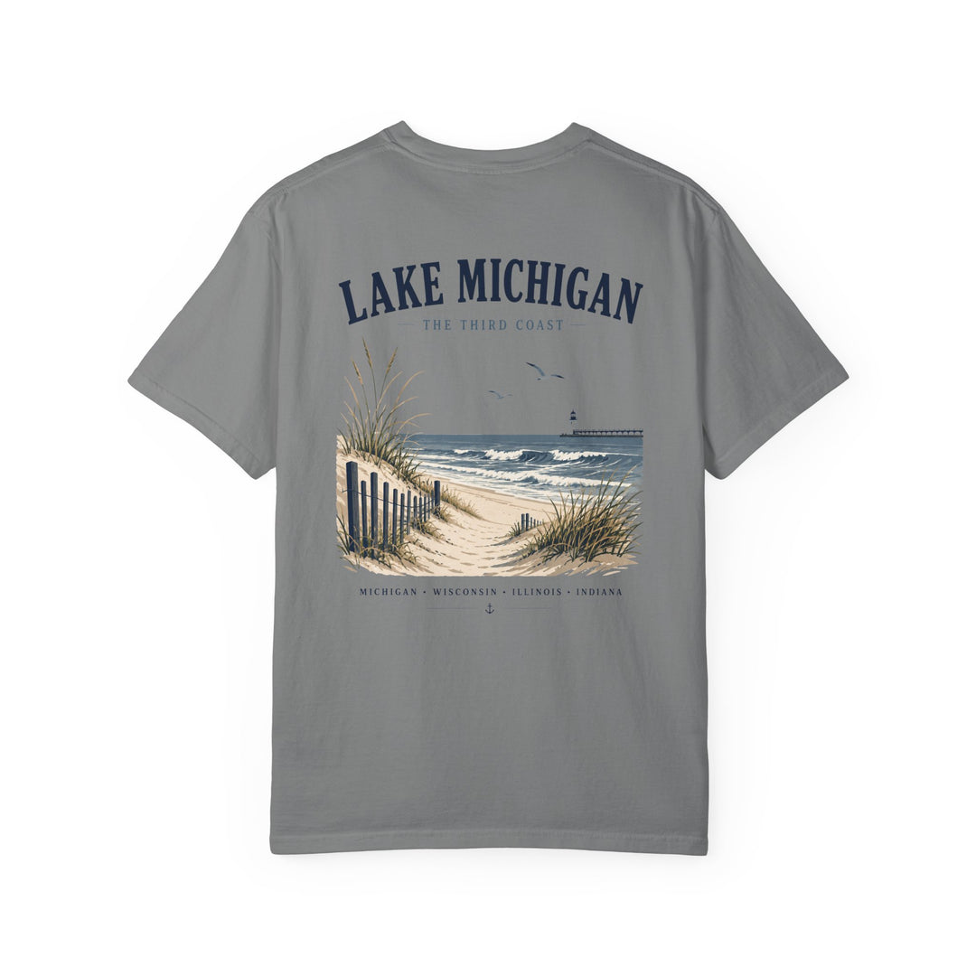 Lake Michigan Beach T-Shirt — Vintage Coastal Scenic Tee