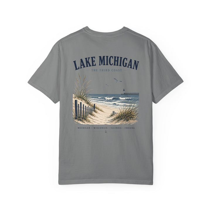 Lake Michigan Beach T-Shirt — Vintage Coastal Scenic Tee