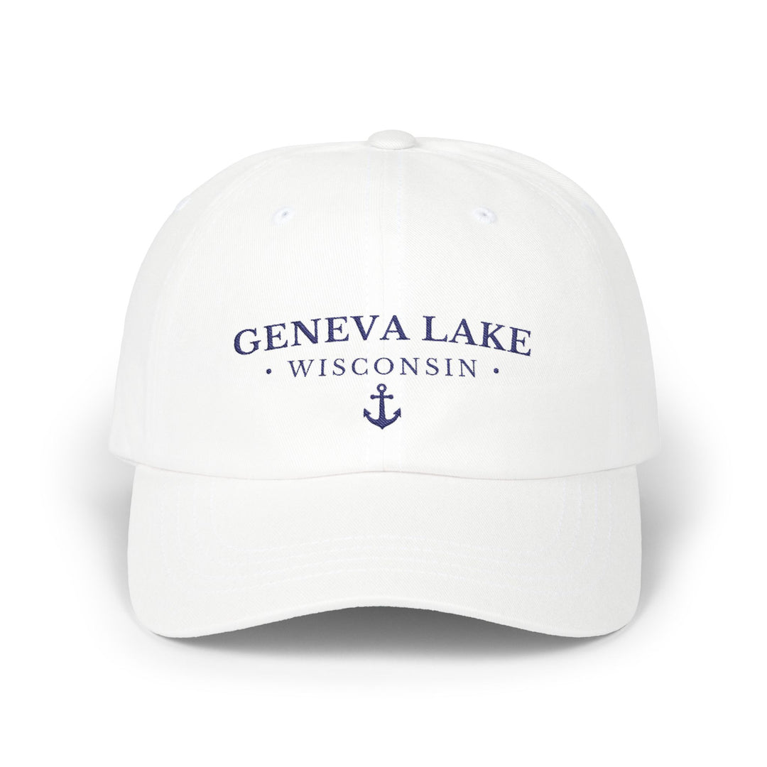 Geneva Lake Wisconsin Hat - Light Embroidered Anchor Hat