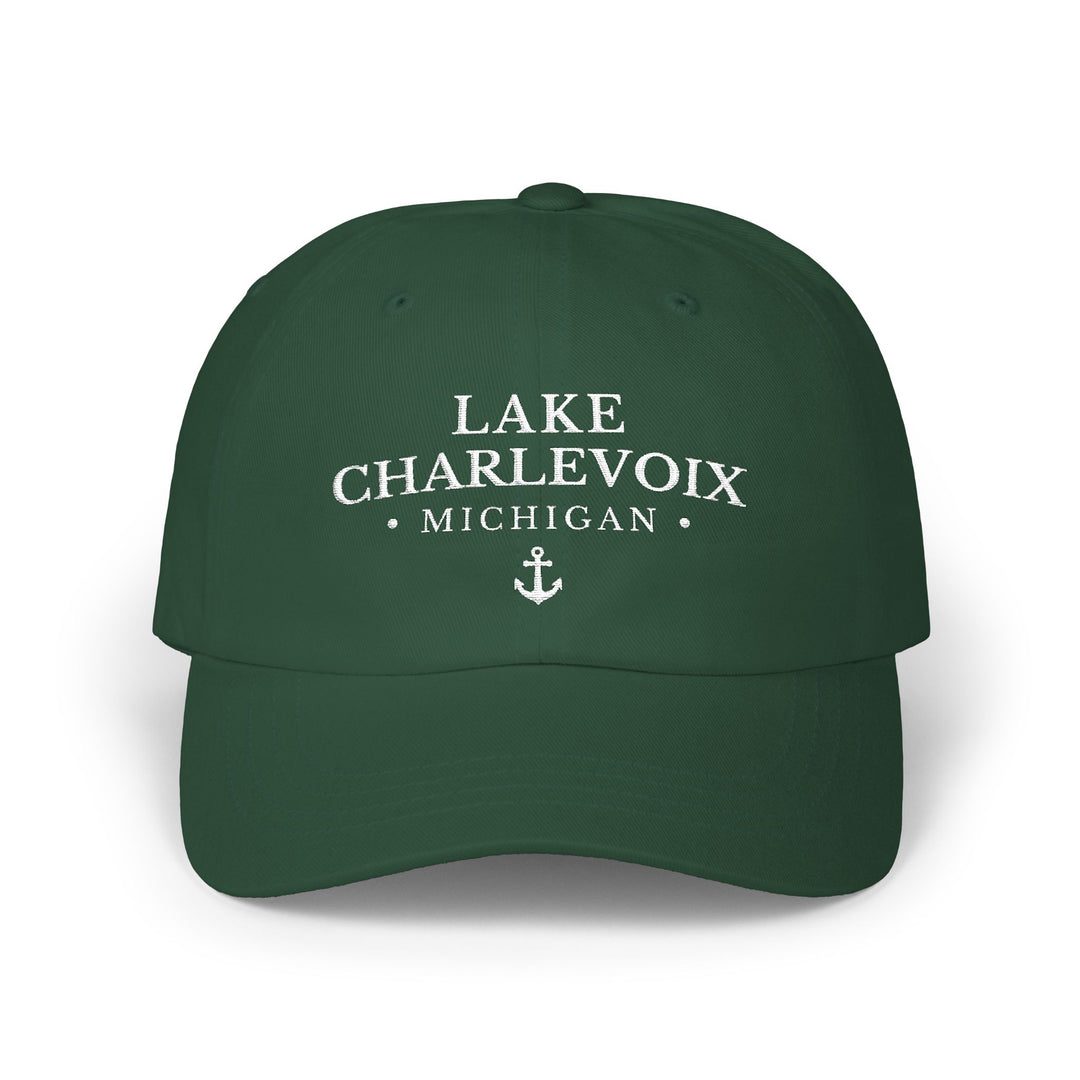 Lake Charlevoix Michigan Hat - Dark Embroidered Anchor Hat