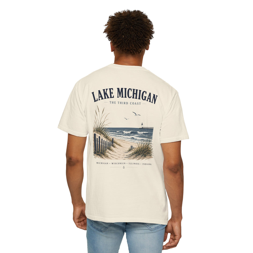 Lake Michigan Beach T-Shirt — Vintage Coastal Scenic Tee
