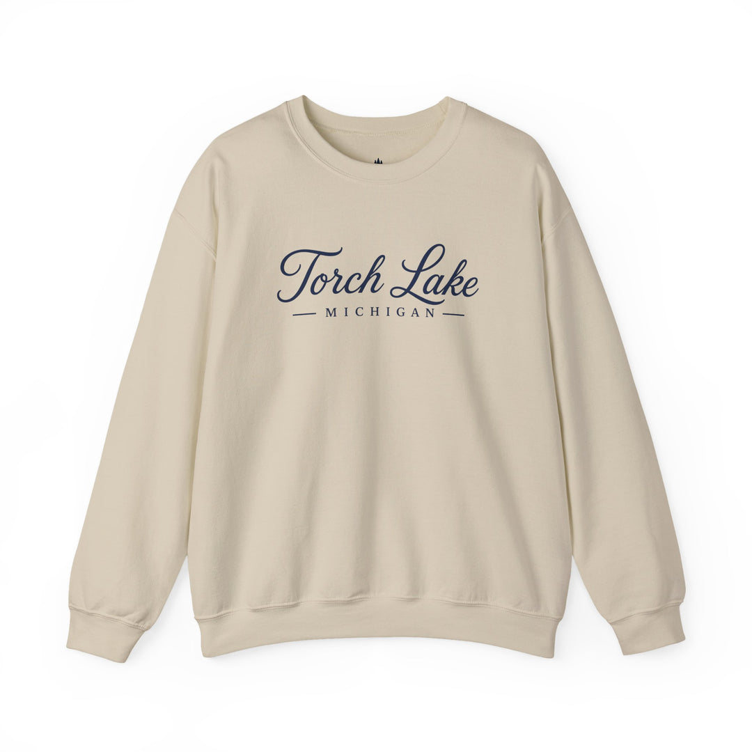 Torch Lake Michigan Crewneck Sweatshirt - Torch Lake Script Sweatshirt