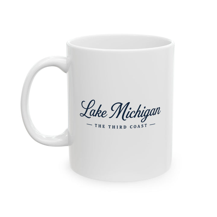 Michigan Lakeside Mug — Lake Michigan Script Coffee Cup (11oz, 15oz)