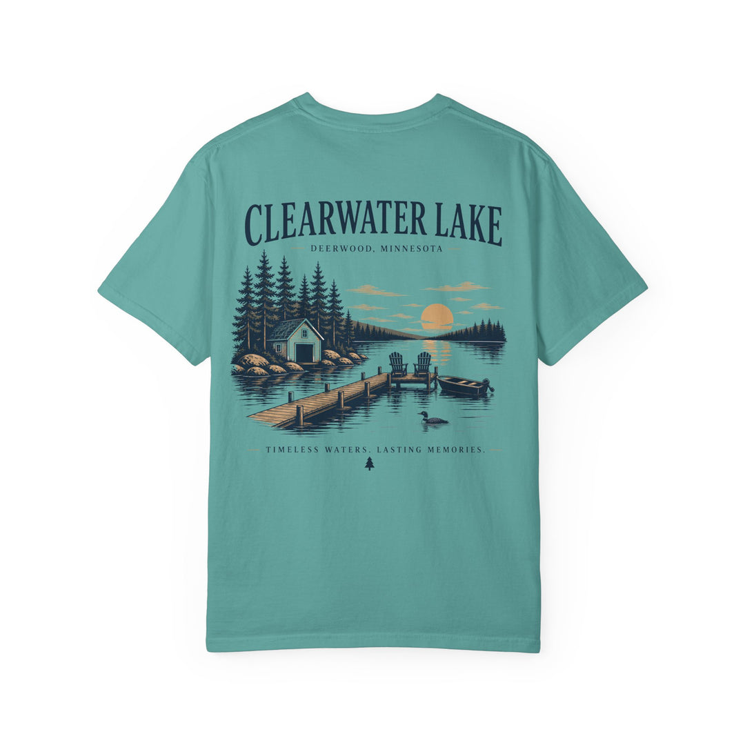 Clearwater Lake- Deerwood, MN Tee — "Timeless Waters. Lasting Memories" Shirt