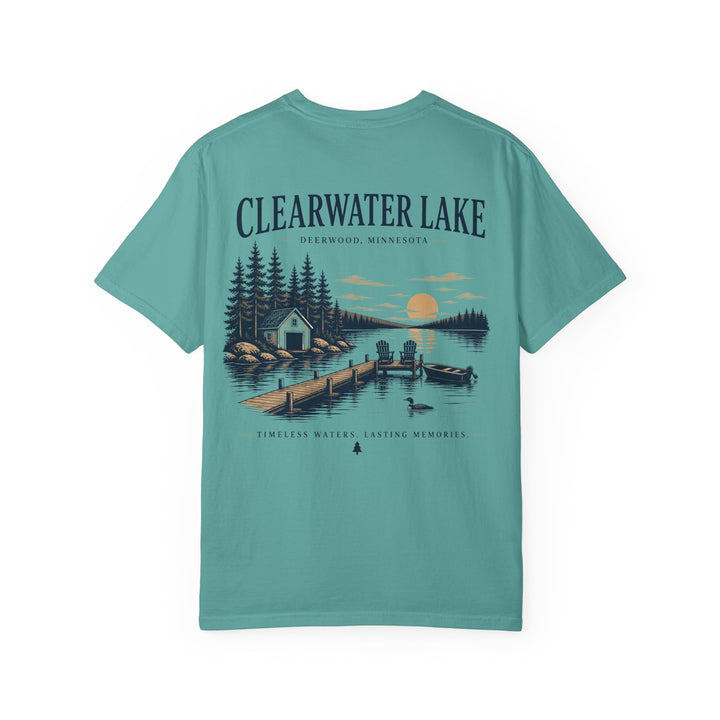 Clearwater Lake- Deerwood, MN Tee — "Timeless Waters. Lasting Memories" Shirt