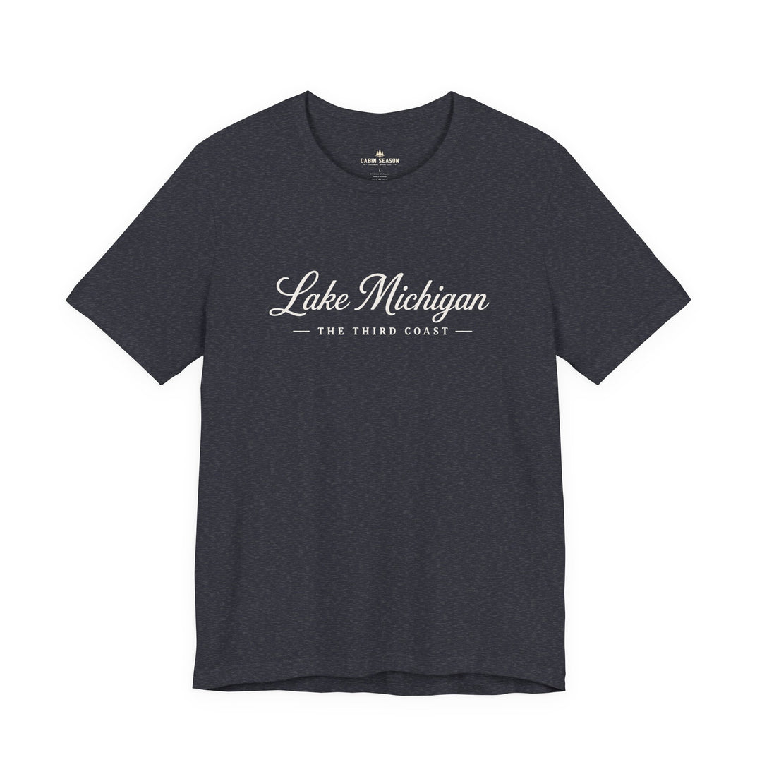 Lake Michigan Tee — "Lake Michigan: The Third Coast" Script T-Shirt