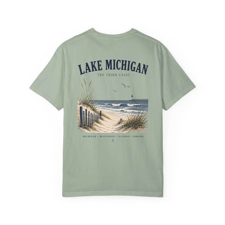Lake Michigan Beach T-Shirt — Vintage Coastal Scenic Tee