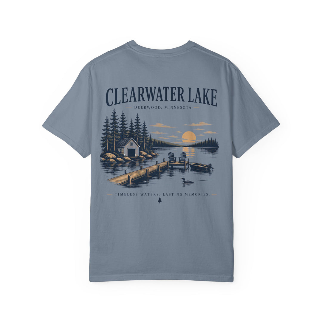 Clearwater Lake- Deerwood, MN Tee — "Timeless Waters. Lasting Memories" Shirt