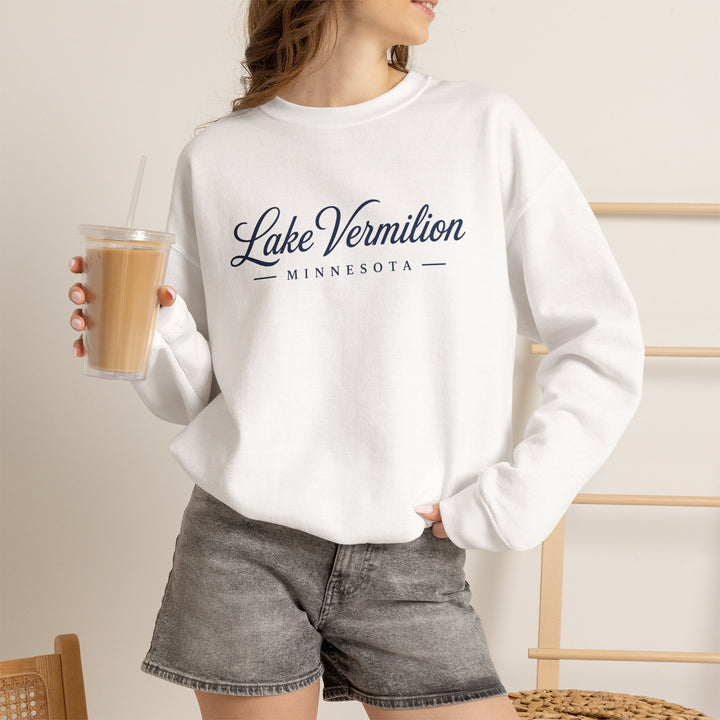 Lake Vermilion Crewneck Sweatshirt - MN Lake Script Pullover