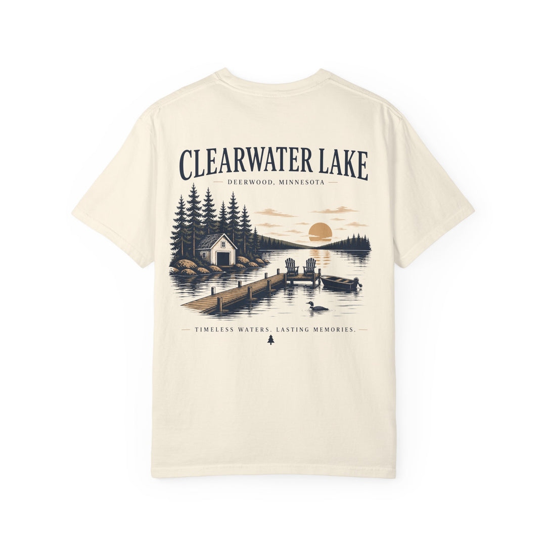 Clearwater Lake- Deerwood, MN Tee — "Timeless Waters. Lasting Memories" Shirt