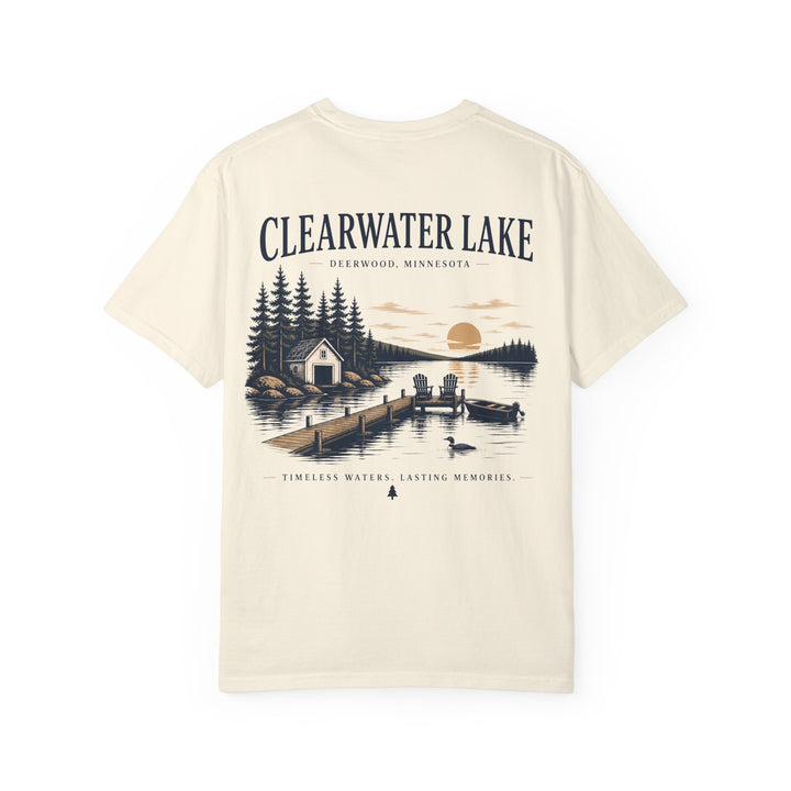 Clearwater Lake- Deerwood, MN Tee — "Timeless Waters. Lasting Memories" Shirt