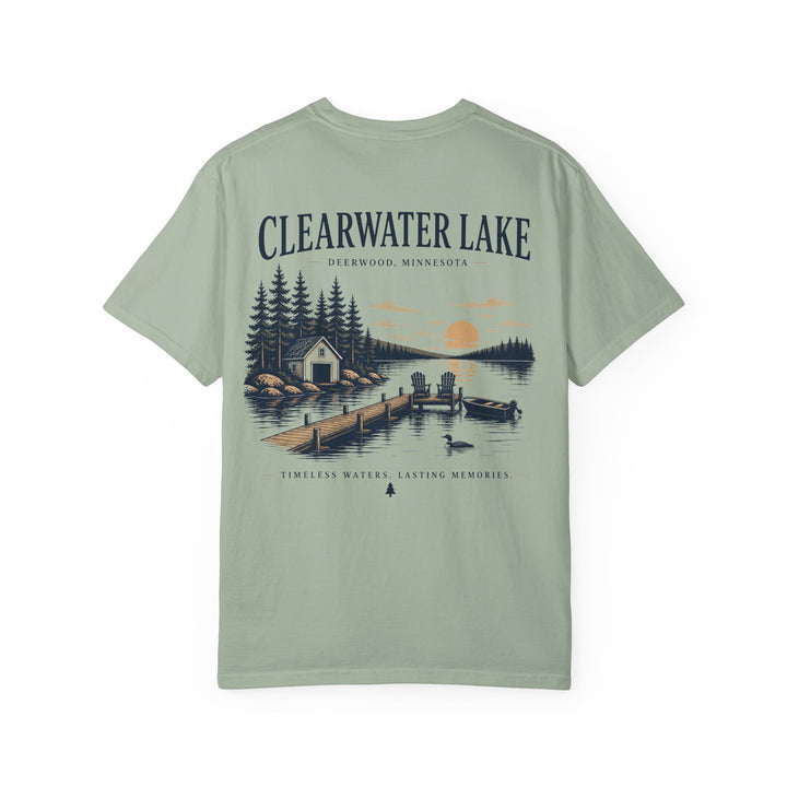 Clearwater Lake- Deerwood, MN Tee — "Timeless Waters. Lasting Memories" Shirt