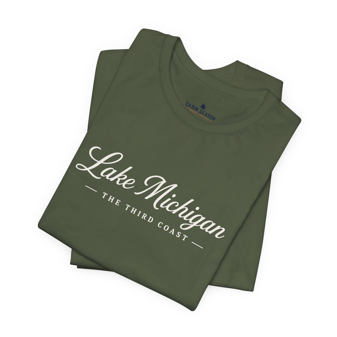 Lake Michigan Tee — "Lake Michigan: The Third Coast" Script T-Shirt