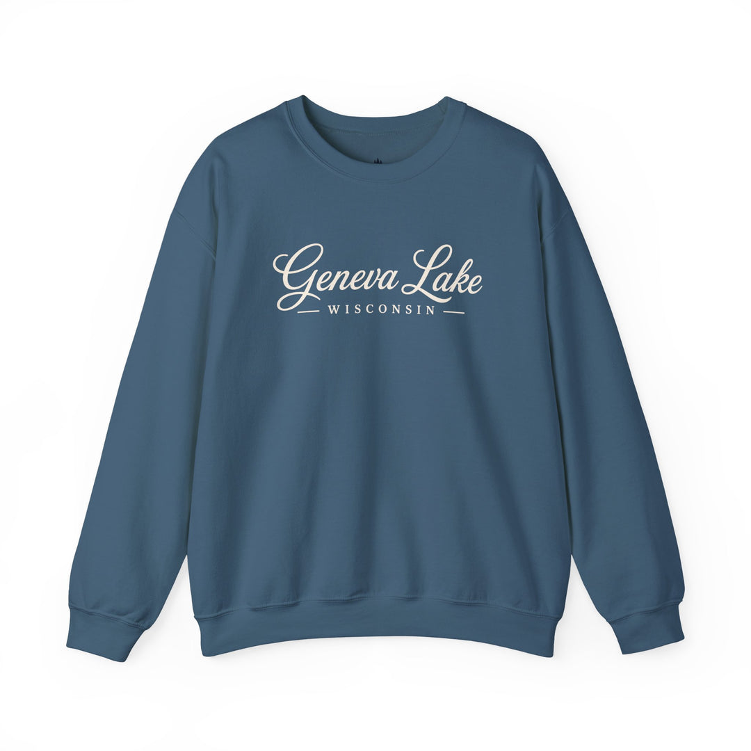 Geneva Lake Wisconsin Crewneck Sweatshirt - Geneva Script Sweatshirt