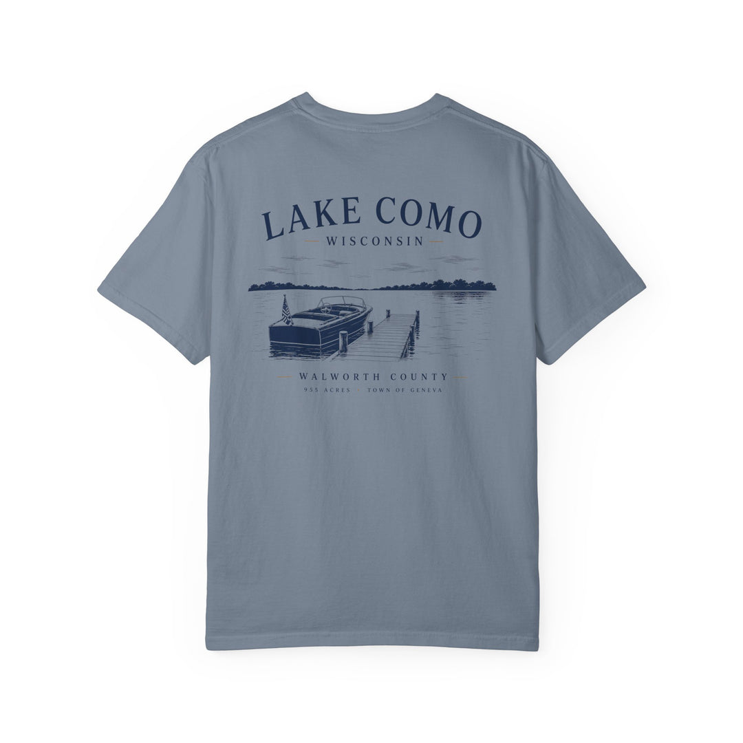 Lake Como Wisconsin T-Shirt — Vintage Dock &amp; Boat Graphic Tee