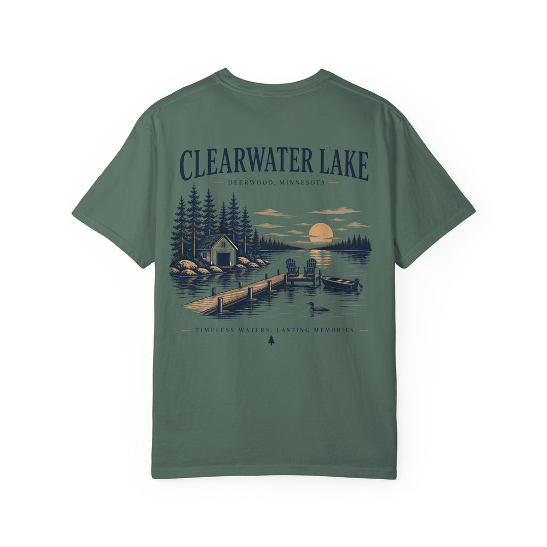 Clearwater Lake- Deerwood, MN Tee — "Timeless Waters. Lasting Memories" Shirt