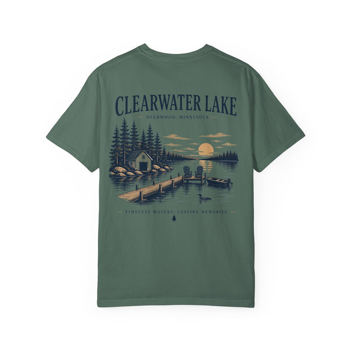 Clearwater Lake- Deerwood, MN Tee — "Timeless Waters. Lasting Memories" Shirt