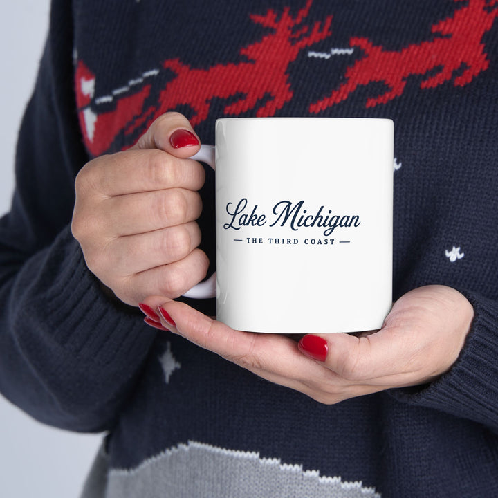 Michigan Lakeside Mug — Lake Michigan Script Coffee Cup (11oz, 15oz)