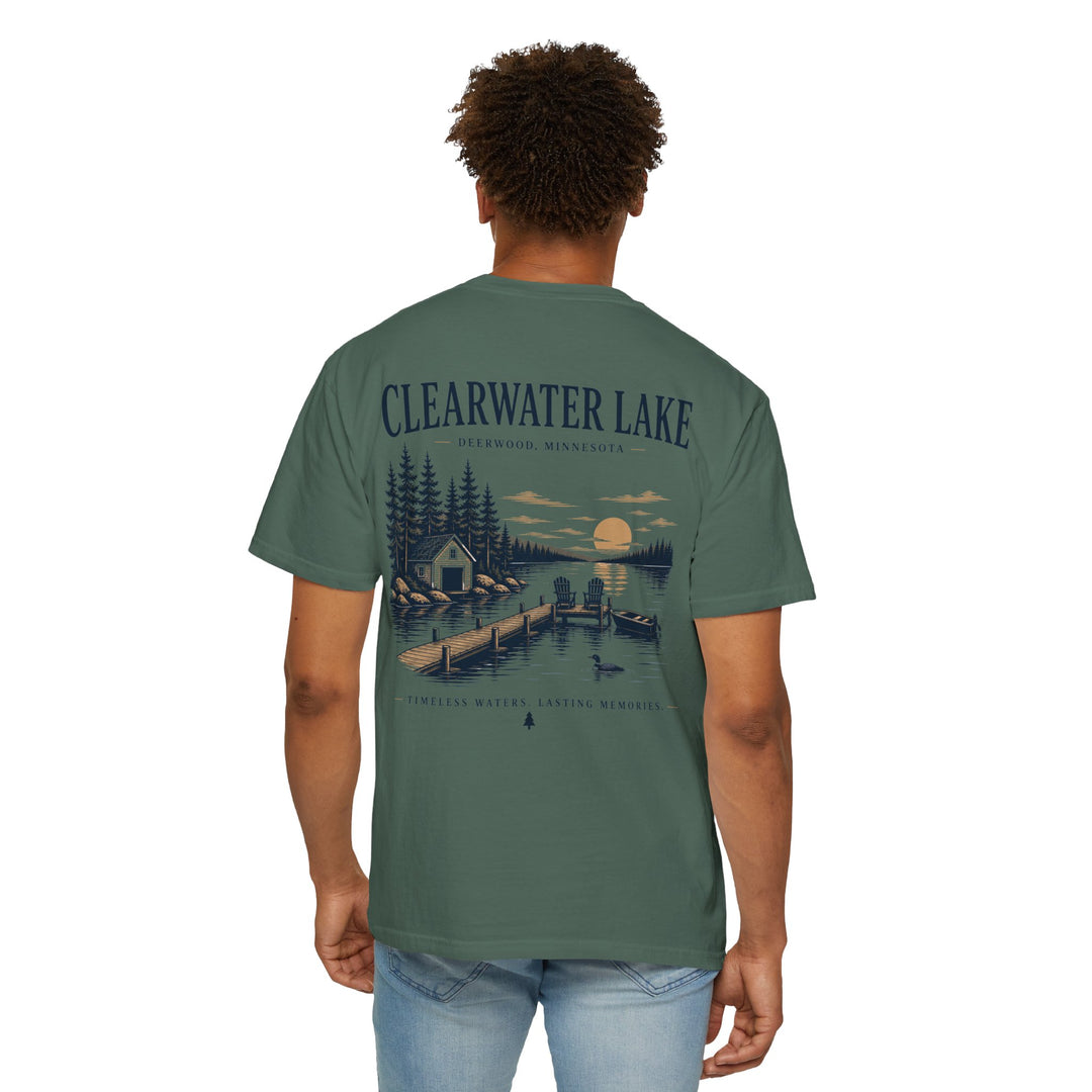 Clearwater Lake- Deerwood, MN Tee — "Timeless Waters. Lasting Memories" Shirt