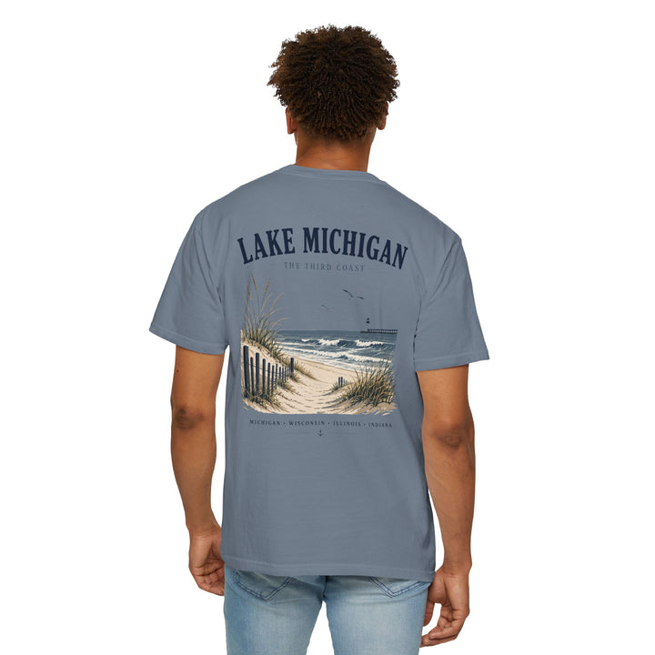Lake Michigan Beach T-Shirt — Vintage Coastal Scenic Tee