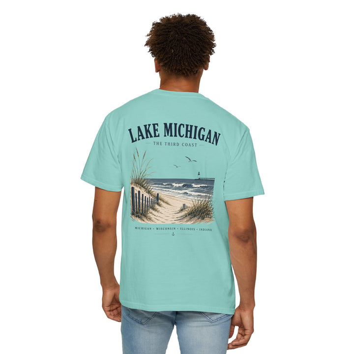 Lake Michigan Beach T-Shirt — Vintage Coastal Scenic Tee