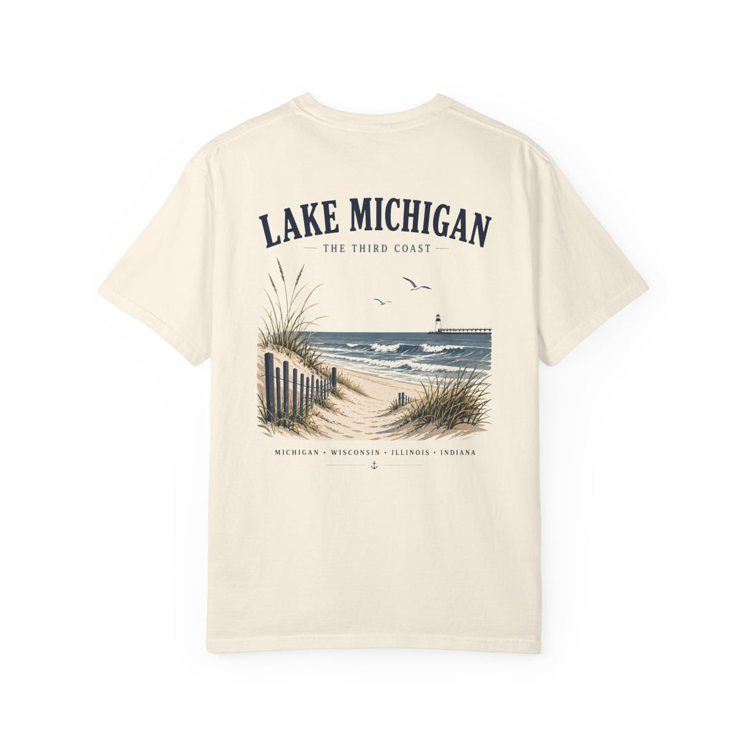 Lake Michigan Beach T-Shirt — Vintage Coastal Scenic Tee