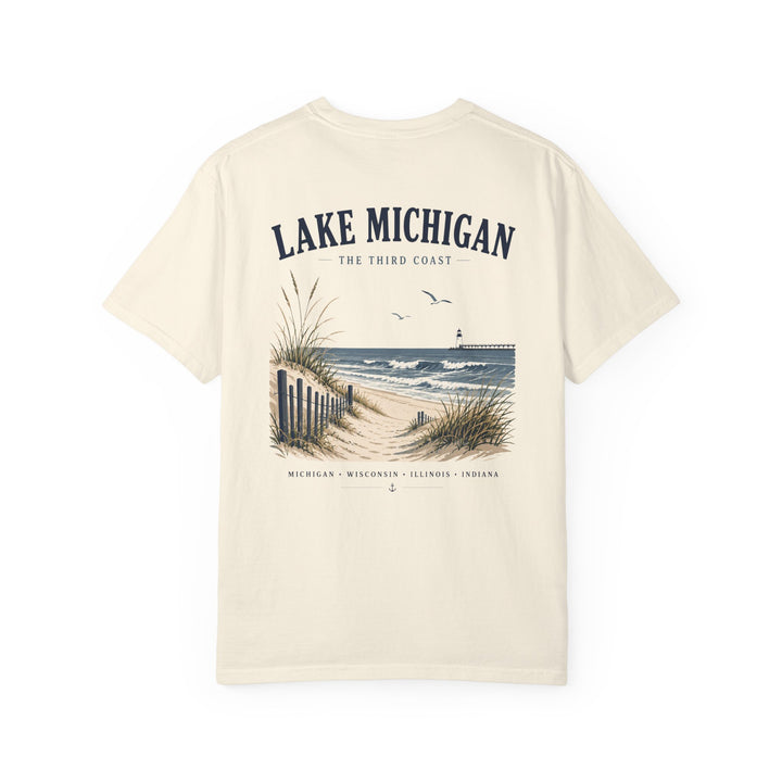 Lake Michigan Beach T-Shirt — Vintage Coastal Scenic Tee