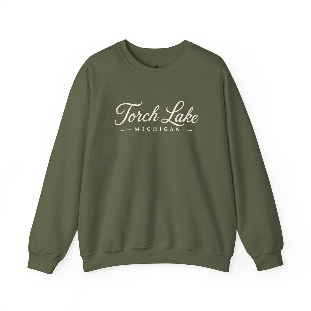 Torch Lake Michigan Crewneck Sweatshirt - Torch Lake Script Sweatshirt