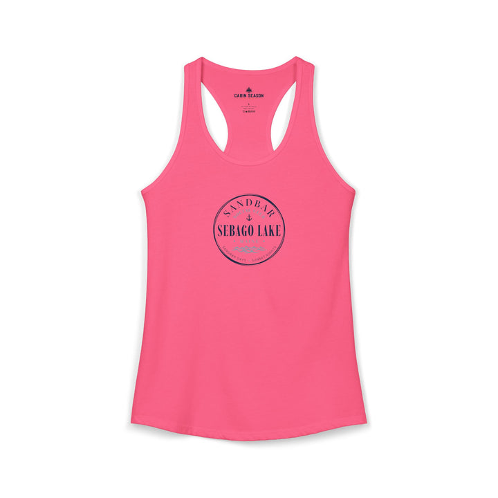 Sebago Lake Sandbar Social Club Tank Top | Cute Maine Sandbar Shirt