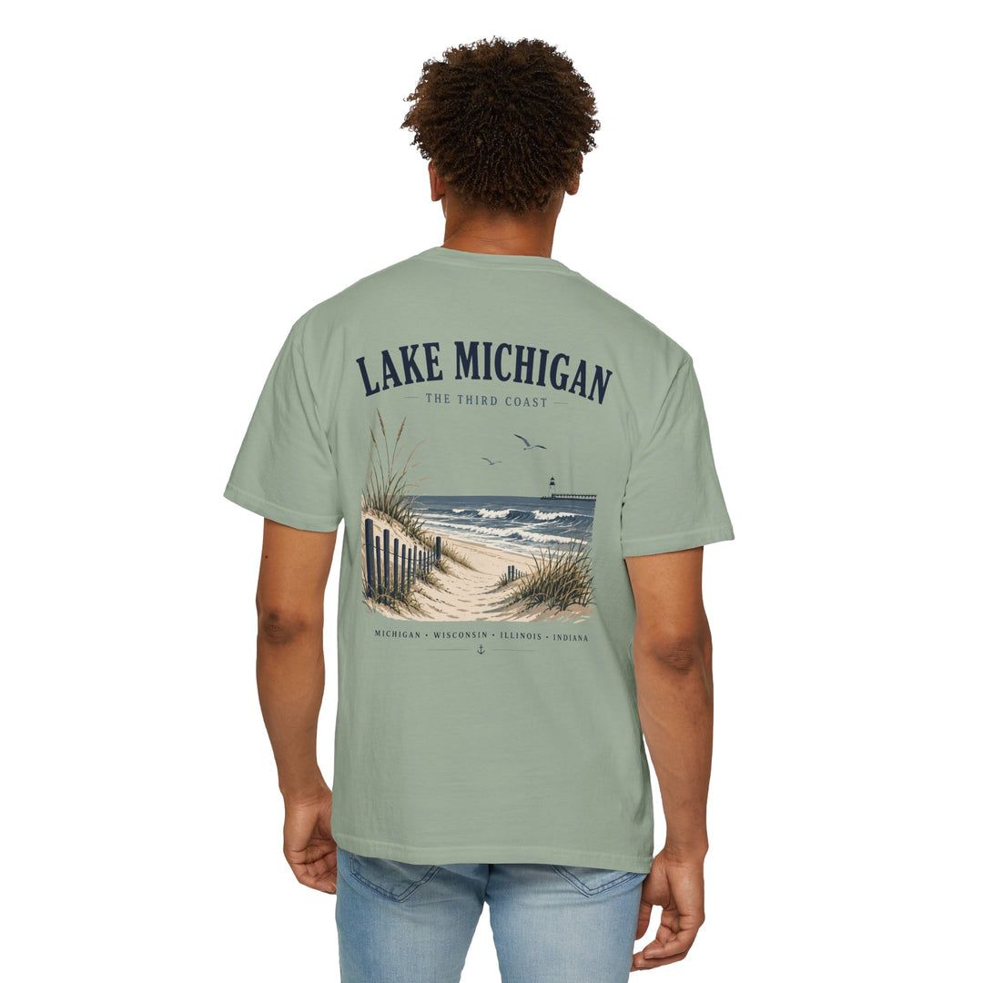 Lake Michigan Beach T-Shirt — Vintage Coastal Scenic Tee