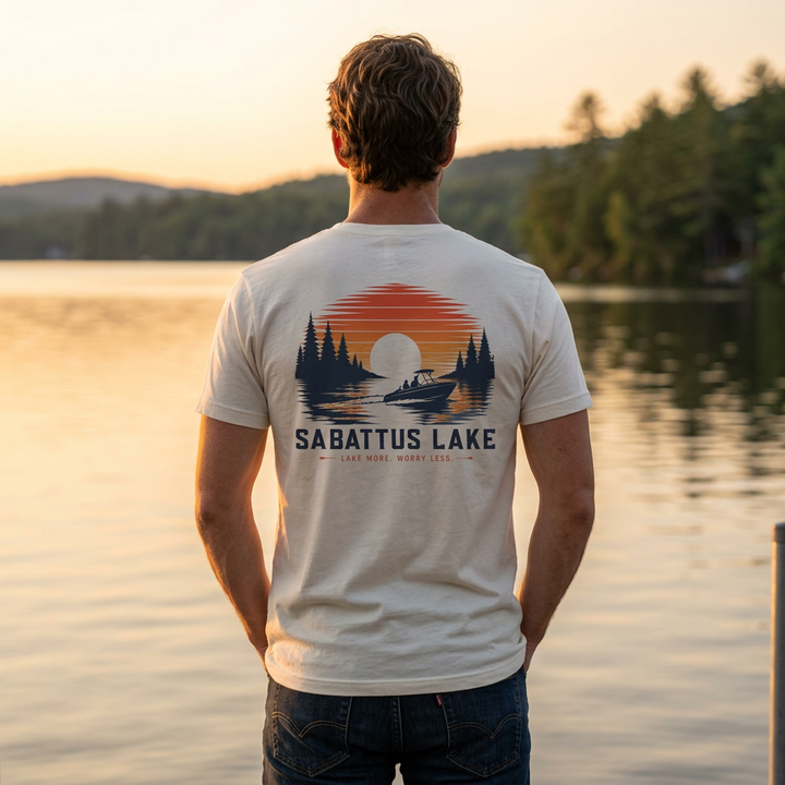 Sabattus Lake Sunset Boat Tee