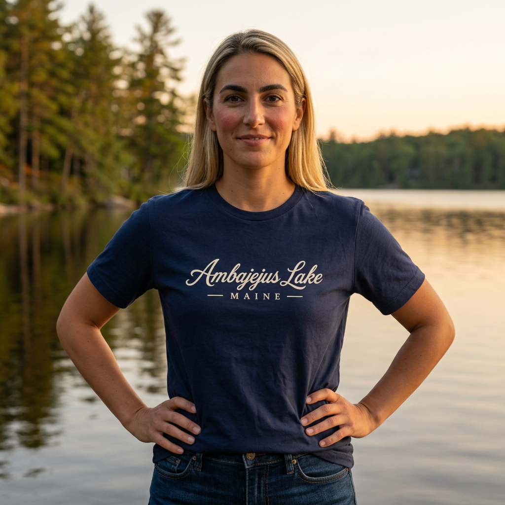 Ambajejus Lake Shirt - Maine Script Tee
