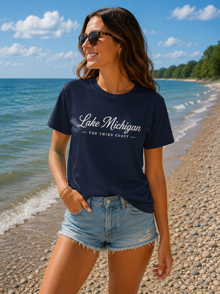 Lake Michigan Tee — "Lake Michigan: The Third Coast" Script T-Shirt