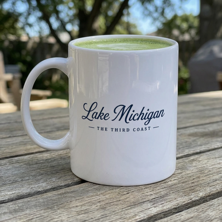 Michigan Lakeside Mug — Lake Michigan Script Coffee Cup (11oz, 15oz)