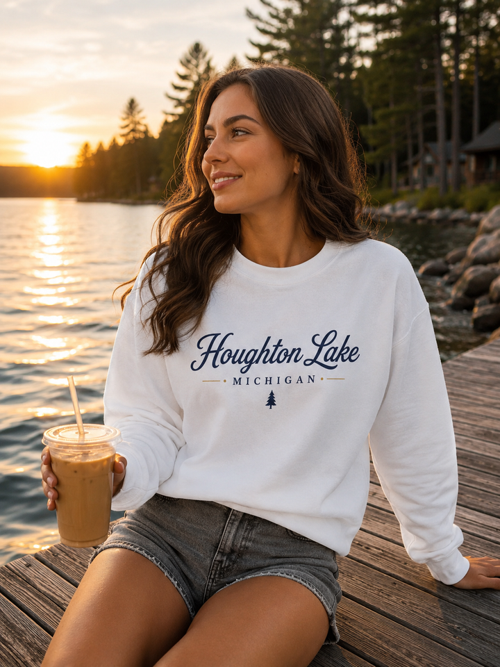 Houghton Lake Michigan Crewneck Sweatshirt