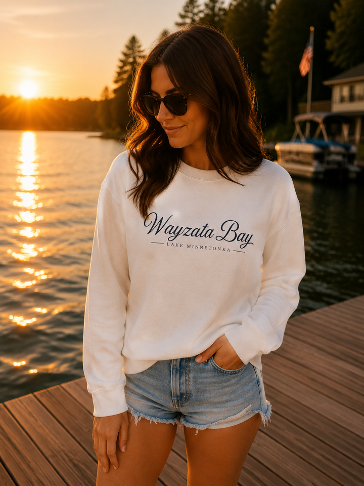 Wayzata Bay Sweatshirt - Lake Minnetonka Script Crewneck