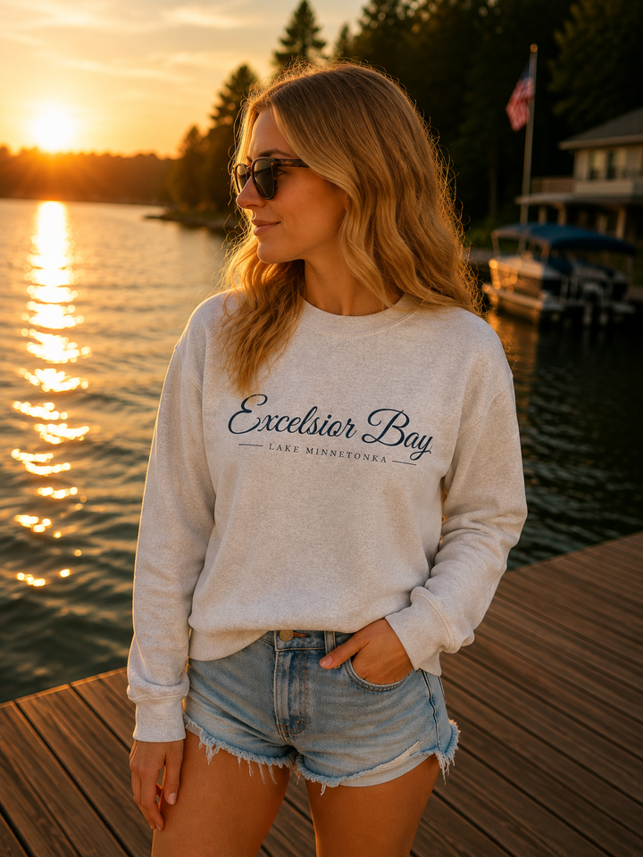 Excelsior Bay Crewneck Sweatshirt - Lake Minnetonka Script Pullover