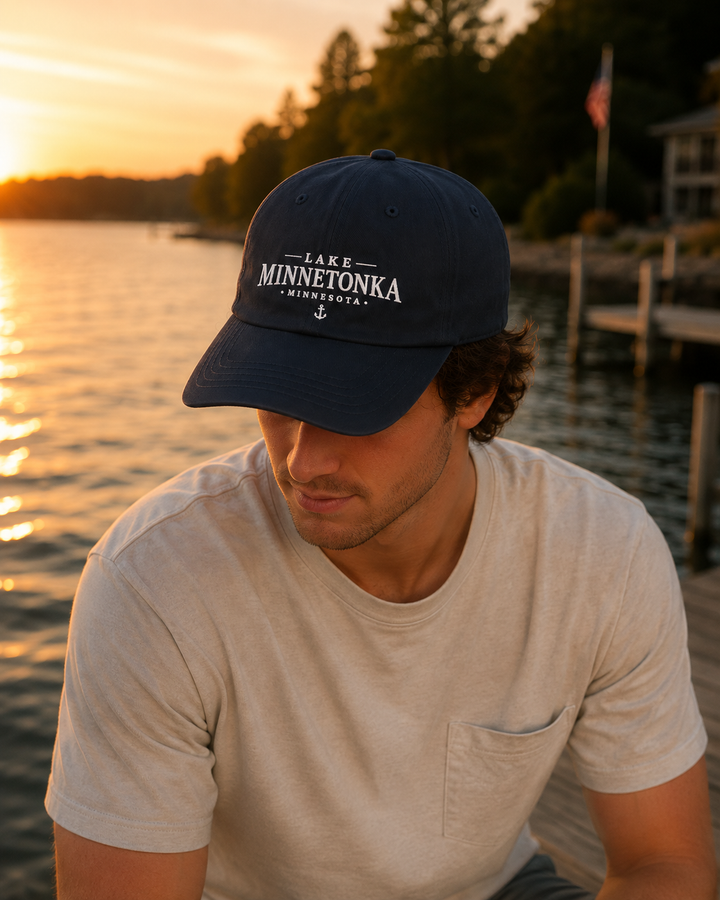 Lake Minnetonka Hat - Dark Embroidered Anchor Hat