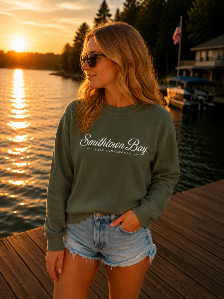 Smithtown Bay Script Crewneck Sweatshirt - Lake Minnetonka Pullover