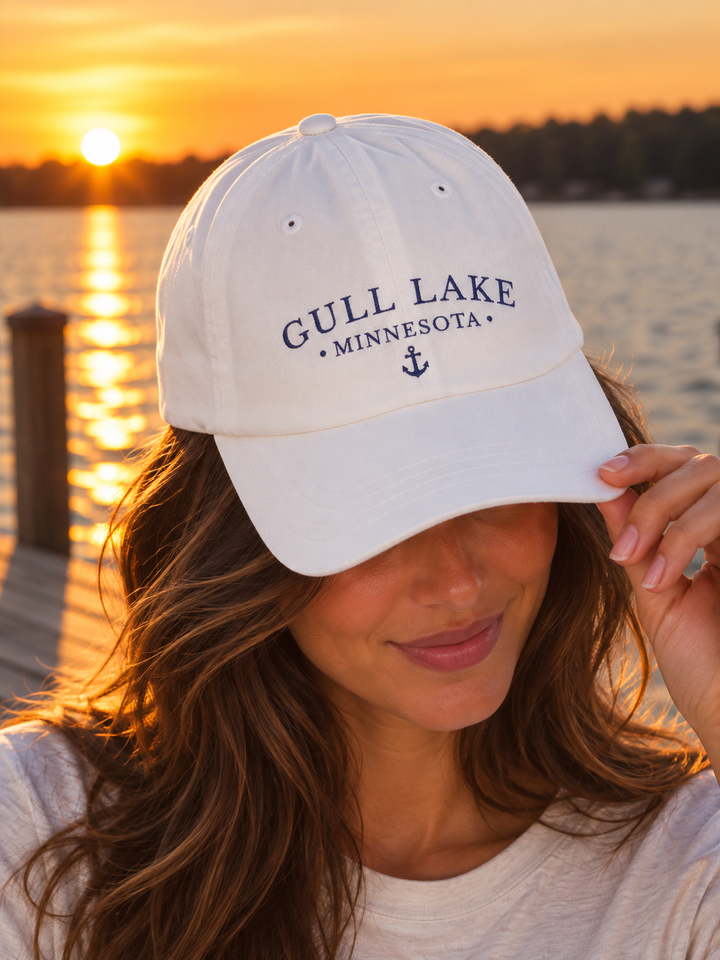 Gull Lake Minnesota Hat - Light Embroidered Anchor Hat