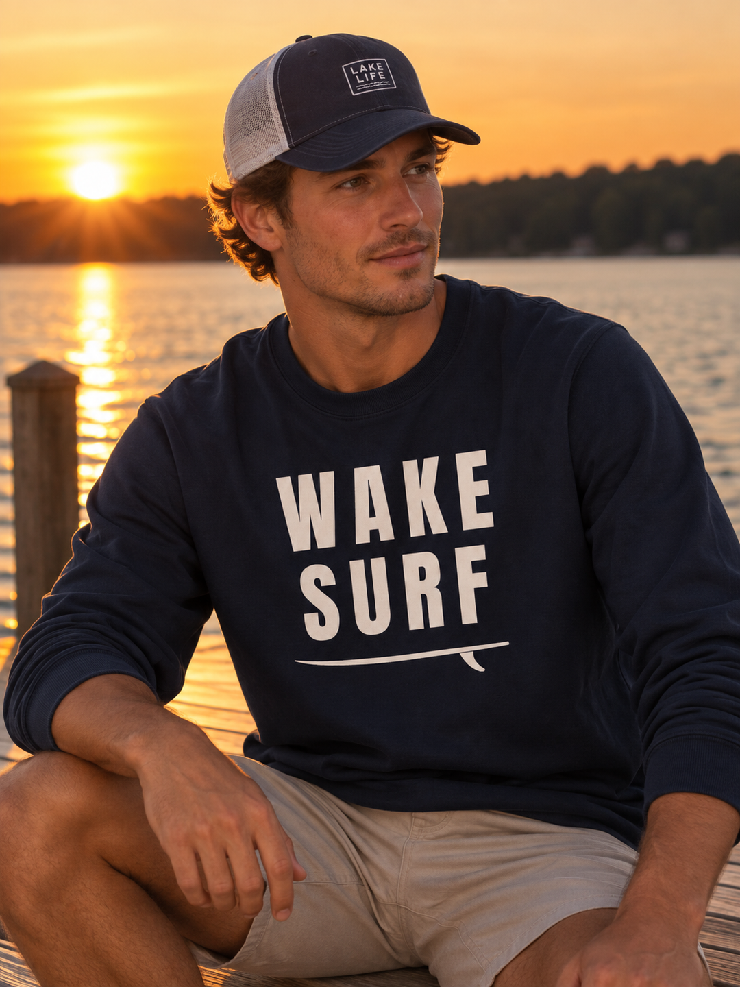 Wake Surf Sweatshirt | Wake Surfing Crewneck Sweatshirt