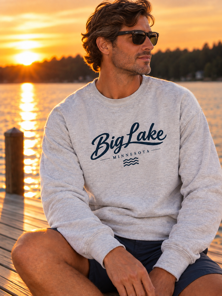 Big Lake Minnesota Crewneck Sweatshirt - Vintage Lake Script Shirt