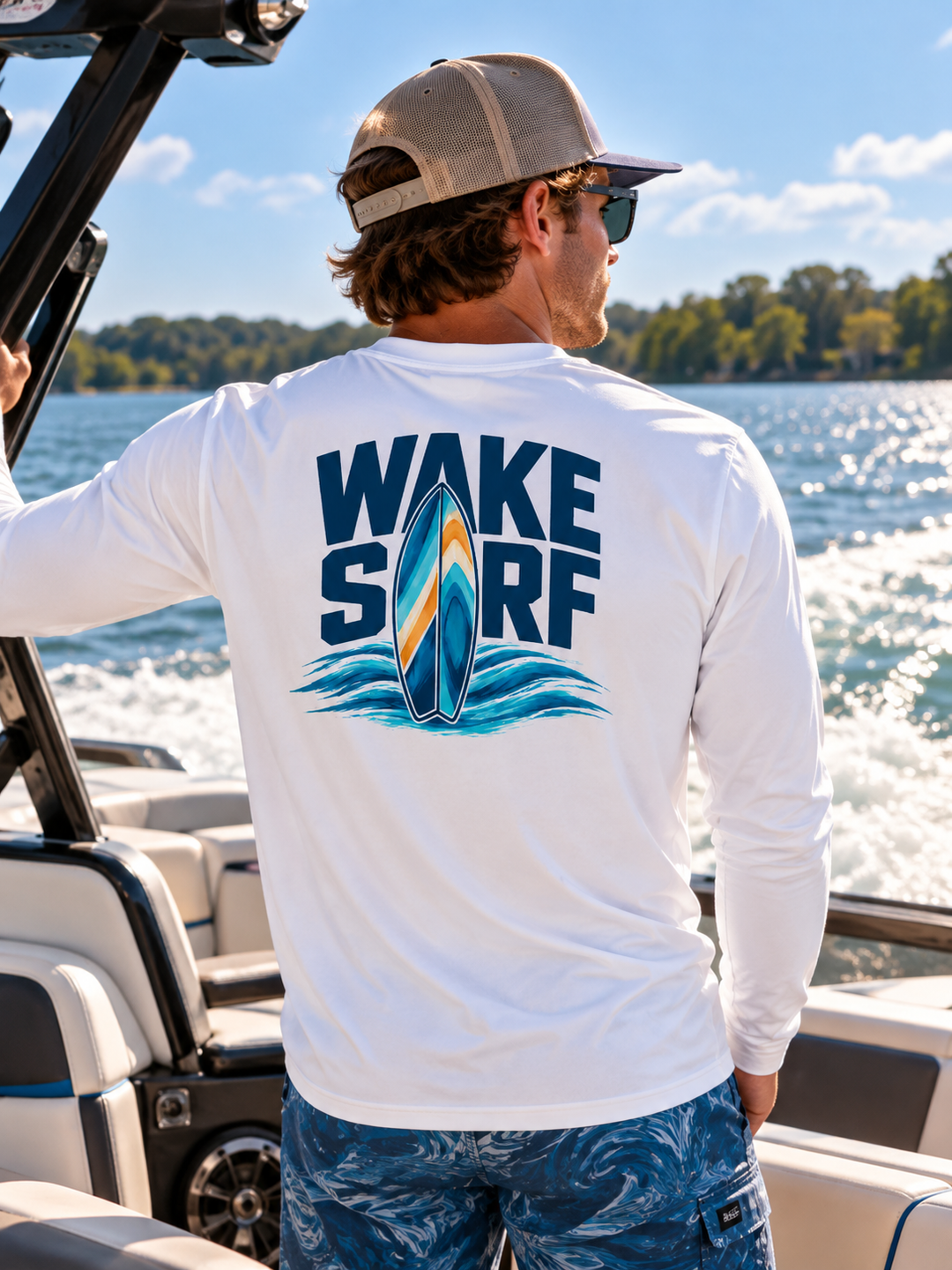 Wake Surf Long Sleeve UPF 50+ Sun Shirt