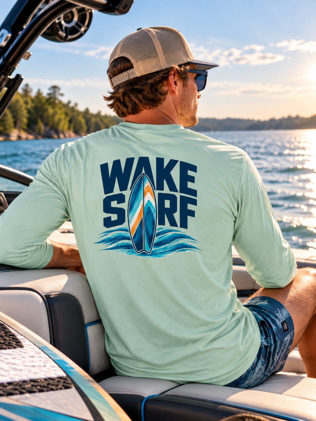Wake Surf Long Sleeve UPF 50+ Sun Shirt