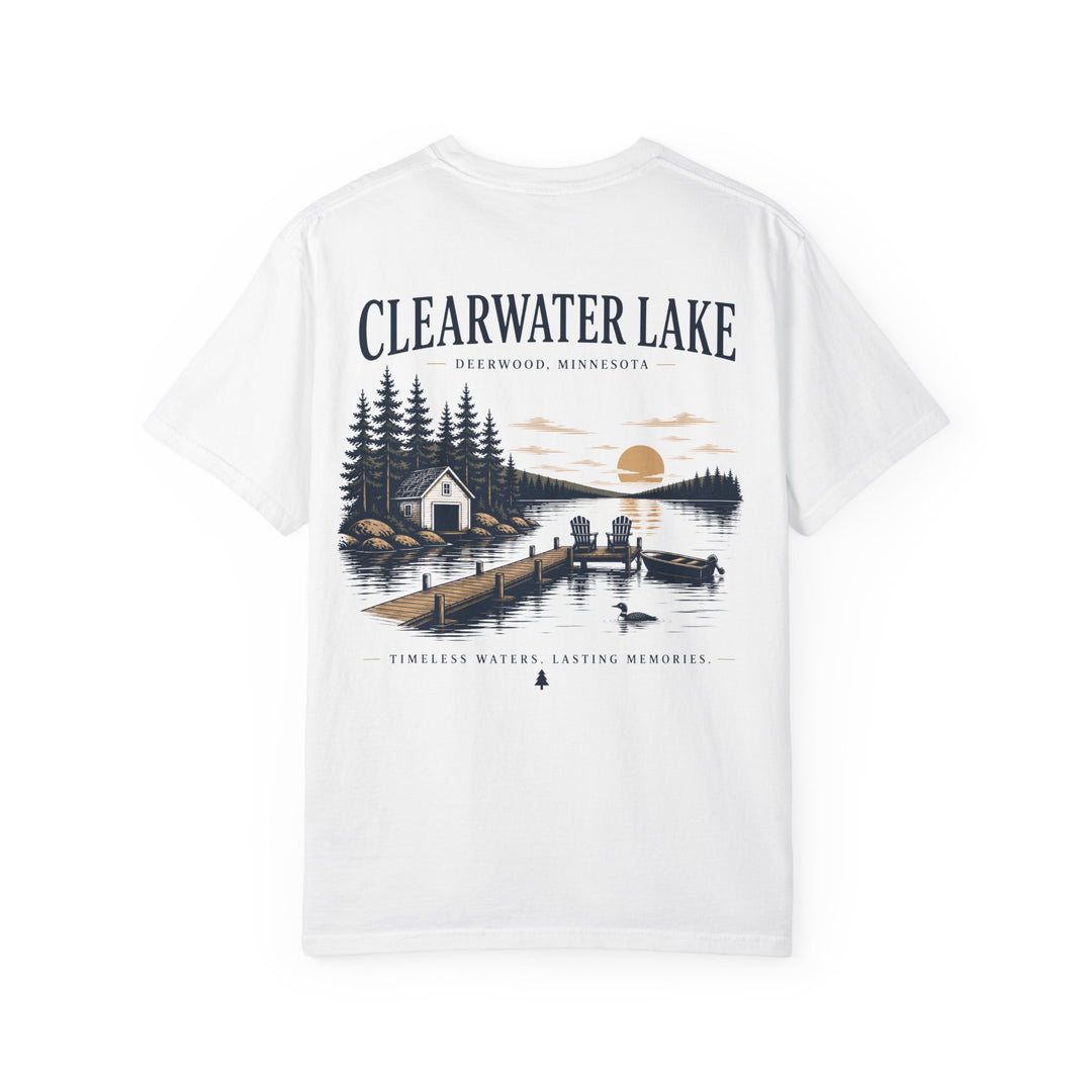 Clearwater Lake- Deerwood, MN Tee — "Timeless Waters. Lasting Memories" Shirt