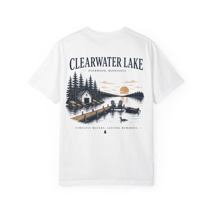 Clearwater Lake- Deerwood, MN Tee — "Timeless Waters. Lasting Memories" Shirt