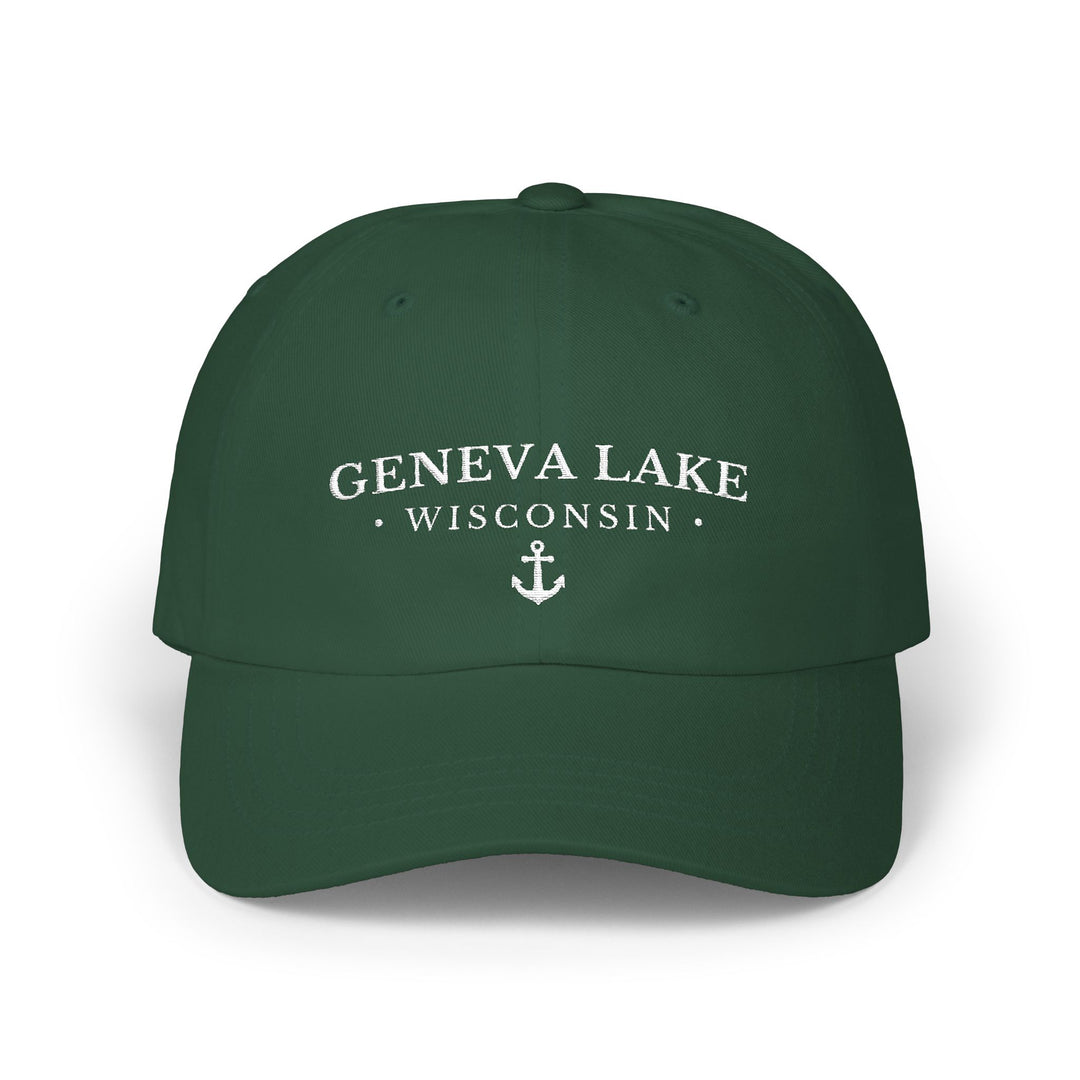 Geneva Lake Wisconsin Hat - Dark Embroidered Anchor Hat