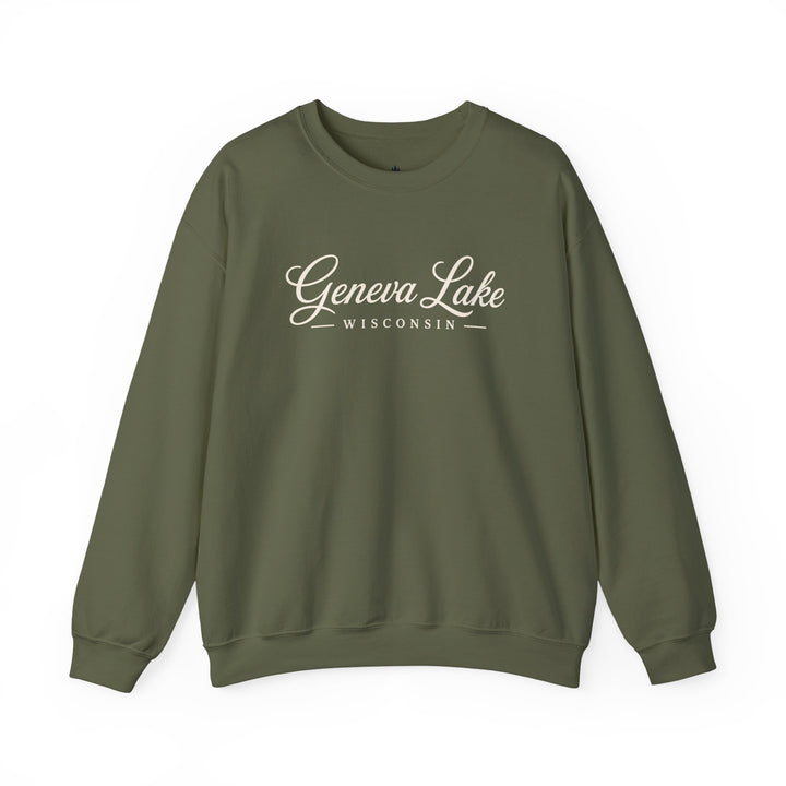 Geneva Lake Wisconsin Crewneck Sweatshirt - Geneva Script Sweatshirt