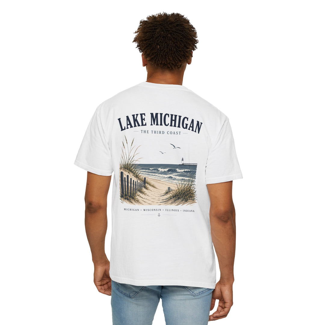 Lake Michigan Beach T-Shirt — Vintage Coastal Scenic Tee